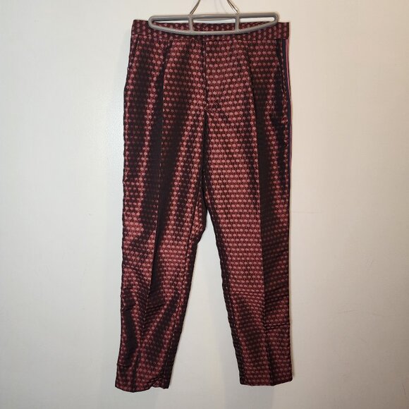 Zara Basic Pants Pleat Women Flower Size Small Maroon Side Stripe Women - Picture 1 of 10